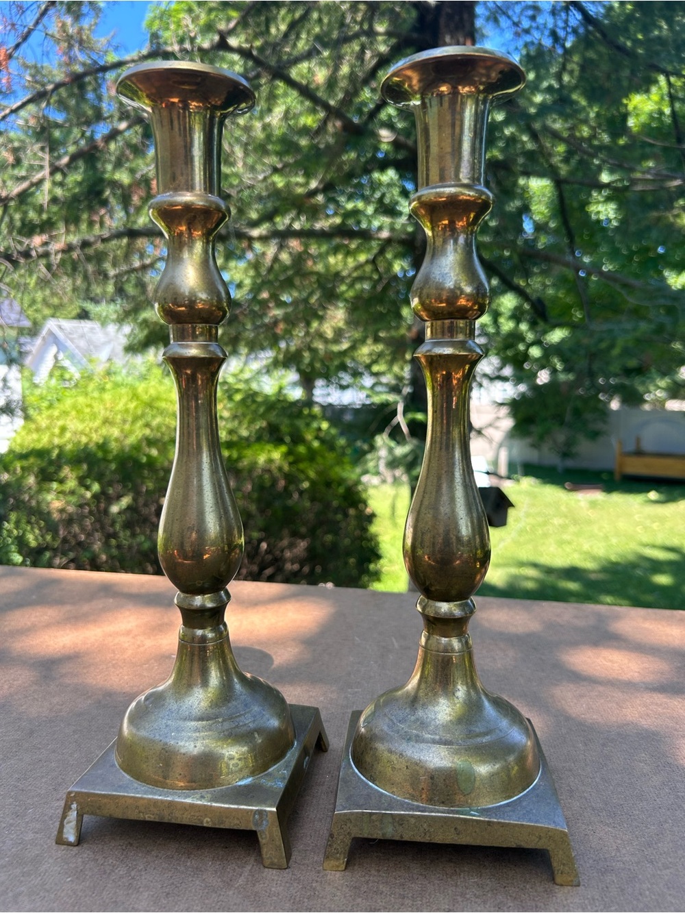 Vintage Brass Candlestick Pair Polished Brass Rosemthal-Netter 12 Inch Lot of 2